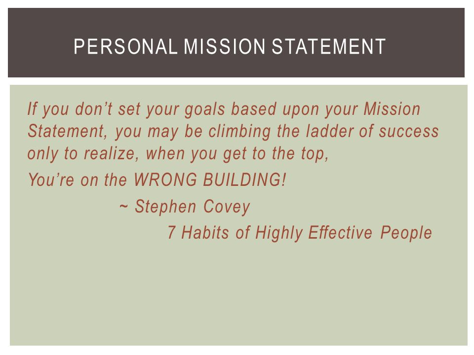 Personal mission statement stephen covey